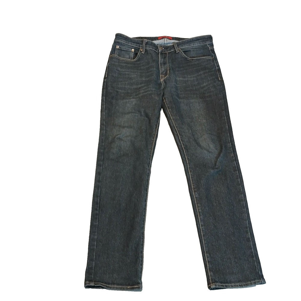 MBX Denim Slim Fit Tapered Jeans Blue Size‎ 34x32 Mens Medium Dark Wash